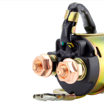 Starter solenoid for Polaris ATV with copper terminal posts and black housing