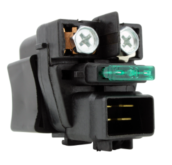 Starter solenoid for Suzuki ATV LTA400/LTF400 Eiger and LTA500/LTF500 Vinson, black with green terminal connector