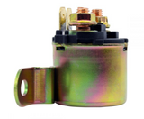 Starter solenoid for Can-Am ATVs and snowmobiles; gold-colored metal housing with black top and copper terminals