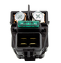 Starter solenoid by DGT Agri; black plastic housing with two top battery posts and a three-pin bottom connector.