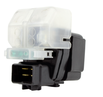 Starter solenoid by DGT Agri, white translucent housing with black base, compatible with Arctic Cat and Suzuki models