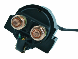 Starter solenoid for Honda TRX300EX Sportrax ATV with black body and two copper terminals