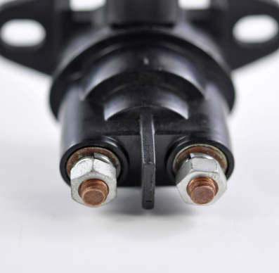 DGT Agri starter solenoid for Arctic Cat ATV/UTV, black housing with dual copper terminal studs.