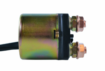 Starter solenoid with metallic rainbow finish and dual large terminal posts
