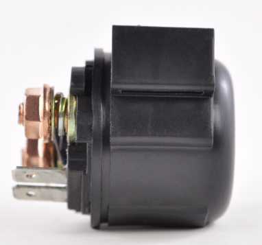 Starter solenoid with black housing and copper terminals, DGT Agri replacement for Kawasaki ATVs.