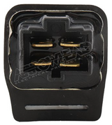 DGT Agri starter solenoid for Polaris Predator/Scrambler youth ATVs, black rectangular block with gold terminals.