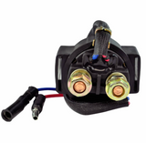 Starter relay solenoid for motorcycles, DGT Agri, black housing with two copper terminals and wiring harness