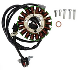 Generator stator kit for Yamaha WR250R with copper-wound coils, gasket, and mounting bolts