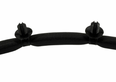 Black braided stator cable harness with two zip ties