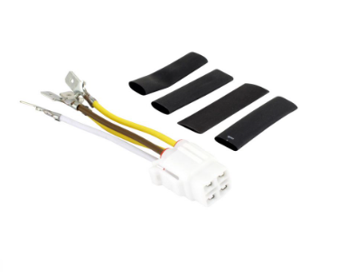DGT Agri 100W AC to DC stator regulator kit for KTM motorcycles; white 4-pin connector with yellow and red wires.