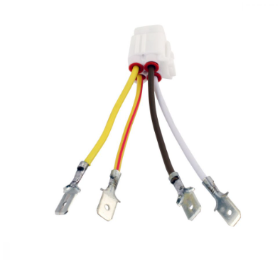 100W AC-to-DC stator and regulator wiring harness with white connector and yellow, red, brown, white leads