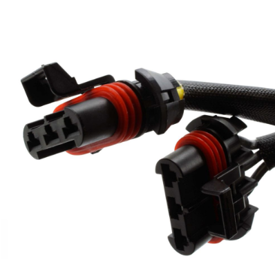 900W dual-output generator stator by DGT Agri with Polaris RZR XP Turbo connectors; black housings, red seals