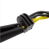 900W dual-output generator stator wiring harness for Polaris RZR XP Turbo, yellow wires with black braided sheath.