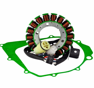DGT Agri High Output 300W Stator & Gasket Kit for Yamaha YFM350/400 (2000–2013) with green gasket and copper windings.