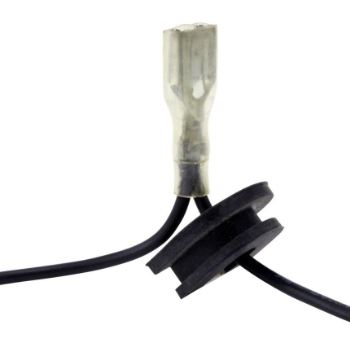 Ignition coil lead with metal blade connector and black rubber boot