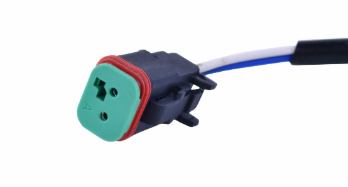 Generator stator connector for Can-Am DS450 ATV by DGT Agri, green plug with red seal, replaces 420296323