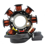 Generator Stator with copper windings and pickup sensor in circular black housing for ATVs/UTVs
