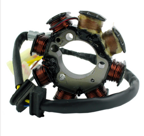 Generator stator for Honda TRX250 Recon/TRX250EX Sportrax ATV by DGT Agri; copper winding coils with wiring harness.