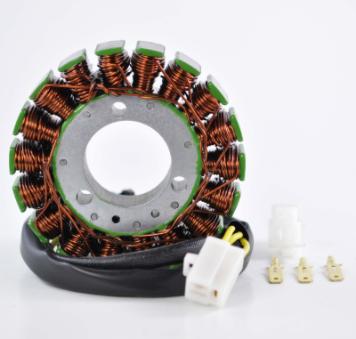 Generator stator for Kawasaki KLF300 Bayou A ATV with copper windings and green end caps