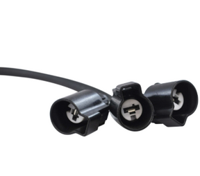Stator connector set: three black plugs with metal terminals on a wire, DGT Agri high-output generator component
