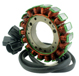 High-output generator stator for Kawasaki KRF750 Teryx/KVF750 Brute Force; copper windings, green end caps, DGT Agri.