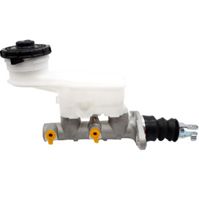Front master cylinder for Honda MUV700/Pioneer 500/700, white reservoir with black cap and silver alloy body with yellow fittings