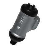Brake cylinder for Kawasaki Mule 600/610 (2005–2009), silver metal body with black end caps