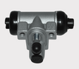 Brake cylinder for Kawasaki Mule 600/610/SX (2010–2018); silver aluminum body with black rubber ends.