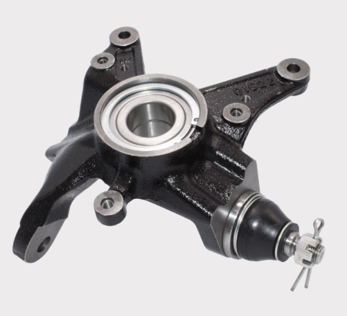 Steering Knuckle for Honda TRX420/500/520 by DGT Agri, black metal hub with bearing and ball joint