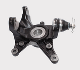 Steering knuckle for Honda TRX420/500/520 by DGT Agri; black metal with center bearing and ball joint