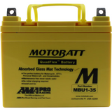 Motobatt MBU1-35 12V 37.1Ah battery with yellow case and carrying handle
