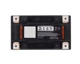 Motobatt MBTX9UHD battery, black case with orange branding and four terminal posts