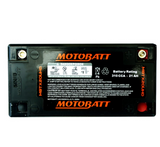 Motorcycle battery MBTX20UHD by Motobatt, black case with orange branding.