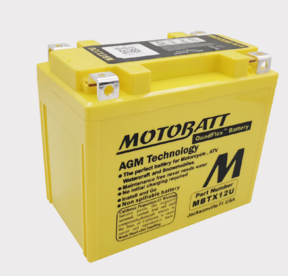 Motobatt MBTX12U yellow AGM motorcycle/ATV battery