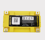 Motobatt MBTX12U battery, yellow motorcycle battery with black label