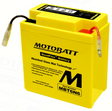 Motobatt MBT6N6 battery, yellow QuadFlex Absorbed Glass Mat technology label.