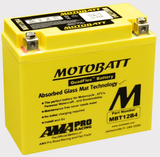 Motobatt MBT12B4 yellow motorcycle battery with Absorbed Glass Mat technology
