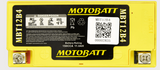 Motobatt MBT12B4 battery with yellow case, 150CCA 11.0Ah rating