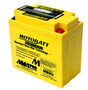 Motobatt MB9U battery in yellow with black label, Absorbed Glass Mat technology for motorcycles