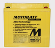 Motobatt MB5.5U battery, yellow case with black Motobatt logo and MB5.5U label.
