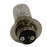 H6M 12V 35/35W ATV bulb with P15D-25-1 base, metal flange and clear glass capsule