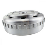 Flywheel 900W, silver metal with toothed outer edge and central bore.