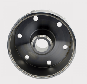 Flywheel for Yamaha Grizzly 700 / Rhino 700; metal with six bolt holes around central bore