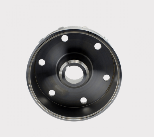 Flywheel for Yamaha Grizzly 700 / Rhino 700 by DGT Agri; black metal circular component with mounting holes.