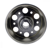 Flywheel for Yamaha YFZ450R/YFZ450X by DGT Agri, black metal with multiple mounting holes.