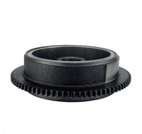 Flywheel gear for DGT Agri Polaris 400/450/500, black metal with toothed outer edge.