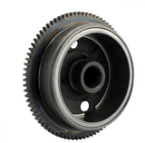 Flywheel for Polaris 400/450/500 by DGT Agri, metallic gear wheel with central bore and mounting holes