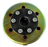 Flywheel rotor for Yamaha Banshee 350, six-bolt black-center with iridescent metal finish