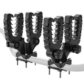 Gun rack Graspur Double by DGT Agri; pair of black rifle racks with rail clamps for Can-Am Outlander.