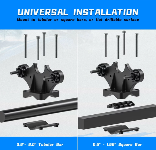 Gun Rack Graspur Double by DGT Agri for Can-Am Outlander; universal mounting for tubular or square bars.